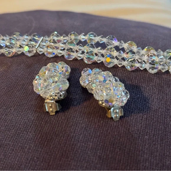 Vintage AB Crystal Bracelet and Earrings - Picture 4 of 15